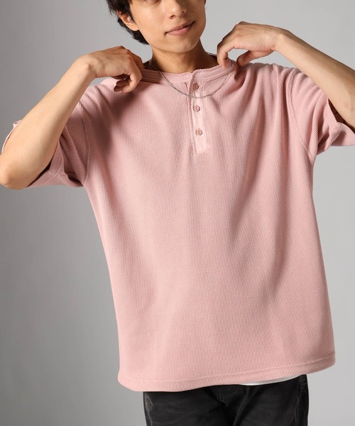 BAYFLOW（ベイフロー）の「[セットでお得]ピグメントワッフルヘンリーネックTEE[シルエット変更可]（Tシャツ/カットソー・メンズ・セージグリーン/チャコール/ネイビー/オフホワイト/ピンク/カーキ・MEDIUM/LARGE）」の10枚目の写真