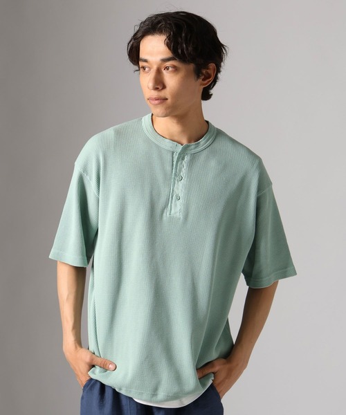 BAYFLOW（ベイフロー）の「[セットでお得]ピグメントワッフルヘンリーネックTEE[シルエット変更可]（Tシャツ/カットソー・メンズ・セージグリーン/チャコール/ネイビー/オフホワイト/ピンク/カーキ・MEDIUM/LARGE）」の14枚目の写真