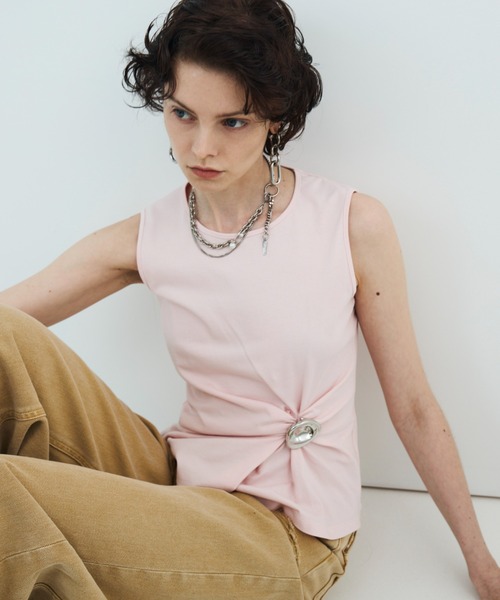 JOSE MOON（ジョゼムーン）の「<SIGNATURE PIN>TANK TOP/タンクトップ（タンクトップ・レディース・ホワイト/ブラック/ピンク・FREE）」の3枚目の写真