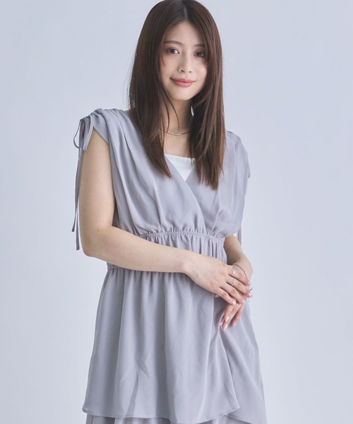 archives(アルシーヴ)の「【1枚で華やぐ大人フェミニンなティアード】フリルティアードカシュクールノースリワンピース(Tシャツ/カットソー・レディース・ブラック/グレー/ピンクベージュ・MEDIUM)」の18枚目の写真