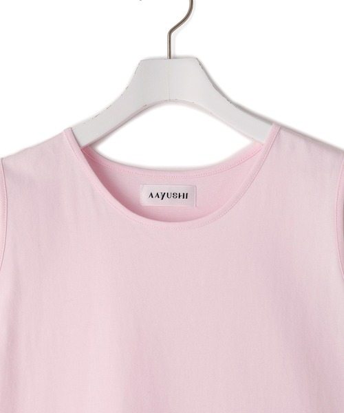 ADAM ET ROPE'(アダムエロペ)の「【AAYUSHI for ADAM ET ROPE'】別注Feather frill cut&sew tunic(Tシャツ/カットソー・レディース・ブラック/ピンク・FREE)」の10枚目の写真