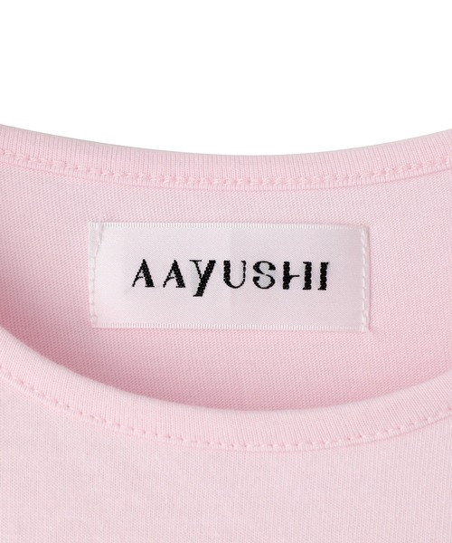 ADAM ET ROPE'(アダムエロペ)の「【AAYUSHI for ADAM ET ROPE'】別注Feather frill cut&sew tunic(Tシャツ/カットソー・レディース・ブラック/ピンク・FREE)」の13枚目の写真