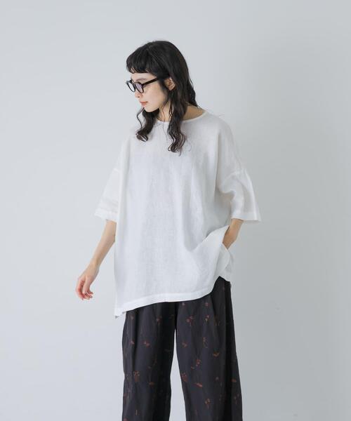 かぐれ（カグレ）の「リネンワイドプルオーバーシャツ（シャツ/ブラウス・レディース・ブラウン/オフホワイト/ブラック・FREE）」の4枚目の写真