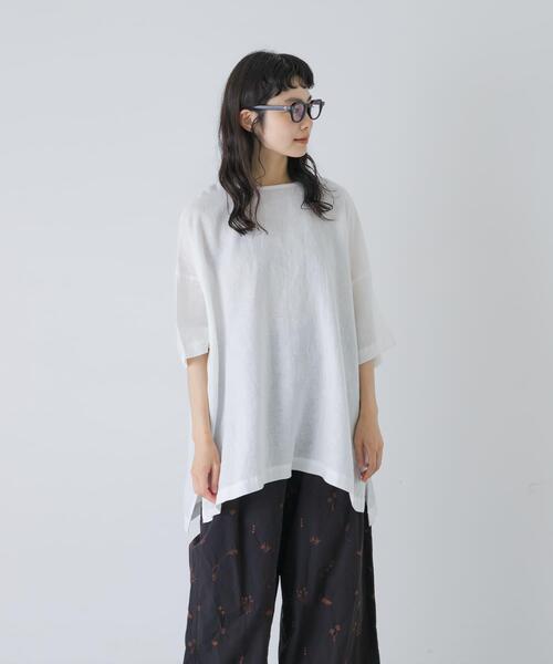 かぐれ（カグレ）の「リネンワイドプルオーバーシャツ（シャツ/ブラウス・レディース・ブラウン/オフホワイト/ブラック・FREE）」の5枚目の写真