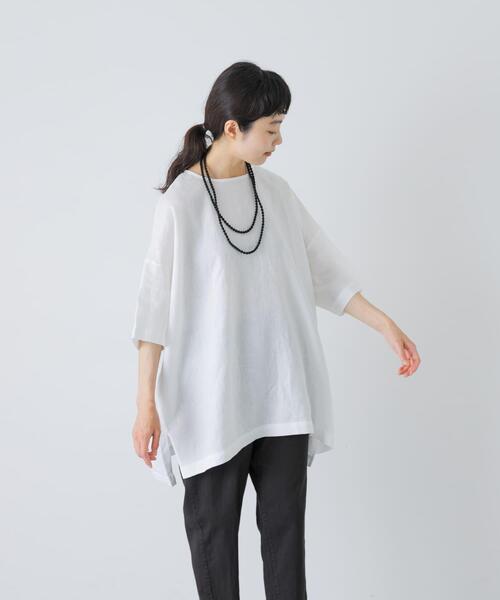 かぐれ（カグレ）の「リネンワイドプルオーバーシャツ（シャツ/ブラウス・レディース・ブラウン/オフホワイト/ブラック・FREE）」の10枚目の写真