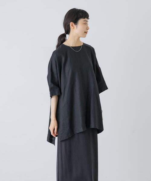 かぐれ（カグレ）の「リネンワイドプルオーバーシャツ（シャツ/ブラウス・レディース・ブラウン/オフホワイト/ブラック・FREE）」の13枚目の写真