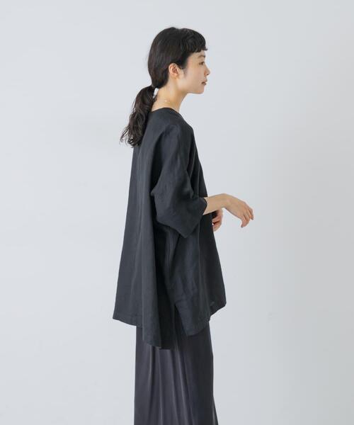 かぐれ（カグレ）の「リネンワイドプルオーバーシャツ（シャツ/ブラウス・レディース・ブラウン/オフホワイト/ブラック・FREE）」の15枚目の写真