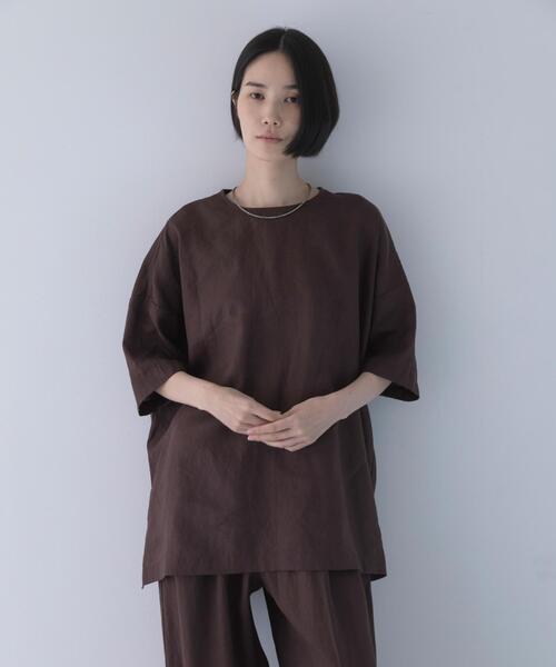 かぐれ(カグレ)の「リネンワイドプルオーバーシャツ(シャツ/ブラウス・レディース・ブラウン/オフホワイト/ブラック・FREE)」の8枚目の写真