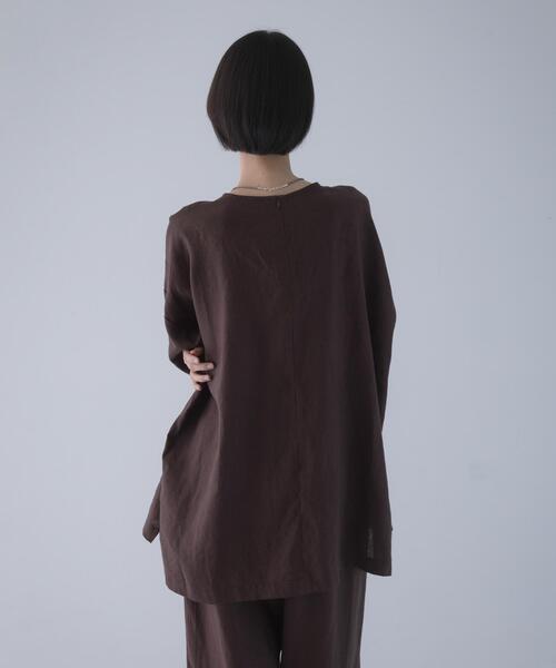 かぐれ(カグレ)の「リネンワイドプルオーバーシャツ(シャツ/ブラウス・レディース・ブラウン/オフホワイト/ブラック・FREE)」の9枚目の写真