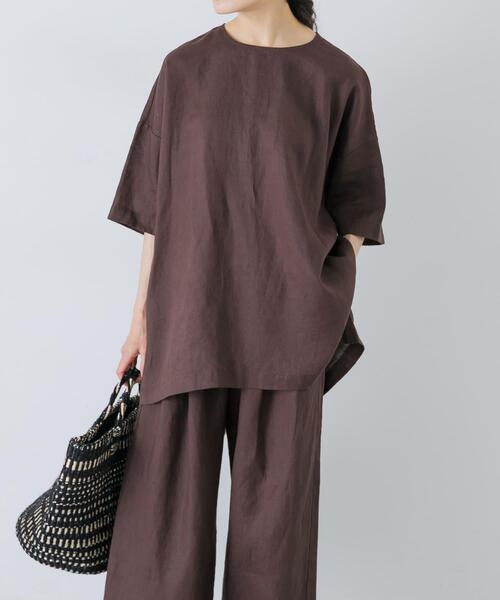 かぐれ(カグレ)の「リネンワイドプルオーバーシャツ(シャツ/ブラウス・レディース・ブラウン/オフホワイト/ブラック・FREE)」の10枚目の写真