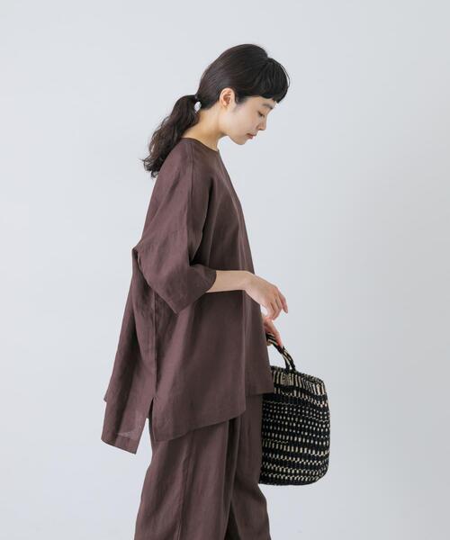 かぐれ(カグレ)の「リネンワイドプルオーバーシャツ(シャツ/ブラウス・レディース・ブラウン/オフホワイト/ブラック・FREE)」の12枚目の写真