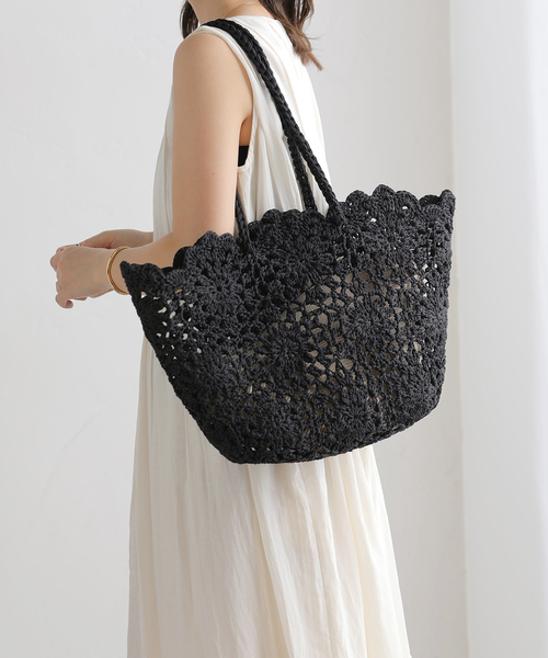La TOTALITE（ラトータリテ）の「HANDICRAFT SAIGON/ハンディクラフト サイゴン ジュートニットバッグ（ショルダーバッグ・レディース・イエロー/ブラック・FREE）」の2枚目の写真