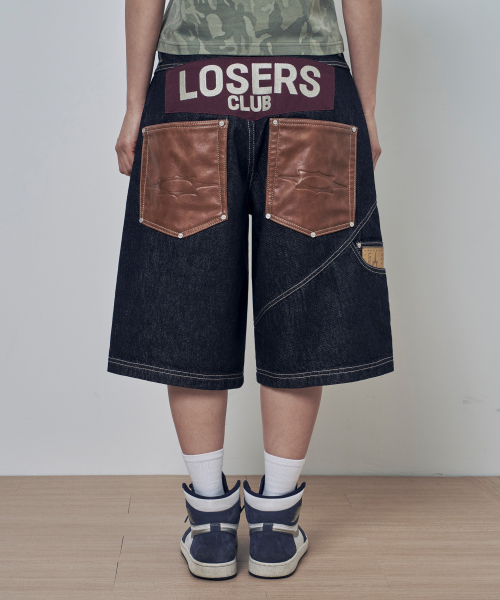 LOSERS CLUB(ルーザーズクラブ)の「レザーパッチスタースタッズバミューダデニムパンツインディゴ(デニムパンツ・レディース・その他・1/2/3/4/0)」の1枚目の写真