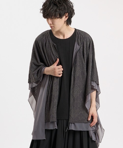 NO ID.(ノーアイディ)の「mcg3865-リバーシブルZIPポンチョ(459006-543T)(ポンチョ・メンズ・ブラック×グレー/グレー/ブラック・ONE SIZE)」の13枚目の写真
