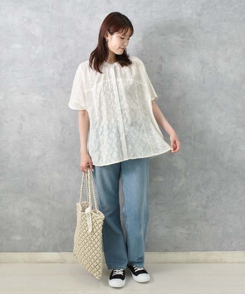 Bleu Bleuet(ブルーブルーエ)の「パッチワークドルマンブラウス(シャツ/ブラウス・レディース・ミント/ホワイト/ブラック・FREE)」の10枚目の写真