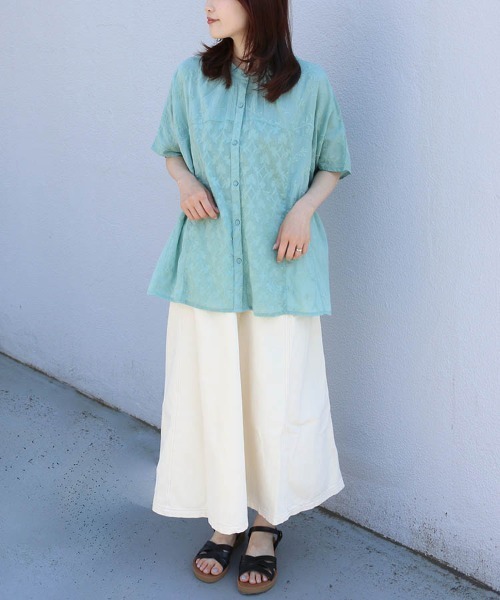 Bleu Bleuet(ブルーブルーエ)の「パッチワークドルマンブラウス(シャツ/ブラウス・レディース・ミント/ホワイト/ブラック・FREE)」の6枚目の写真