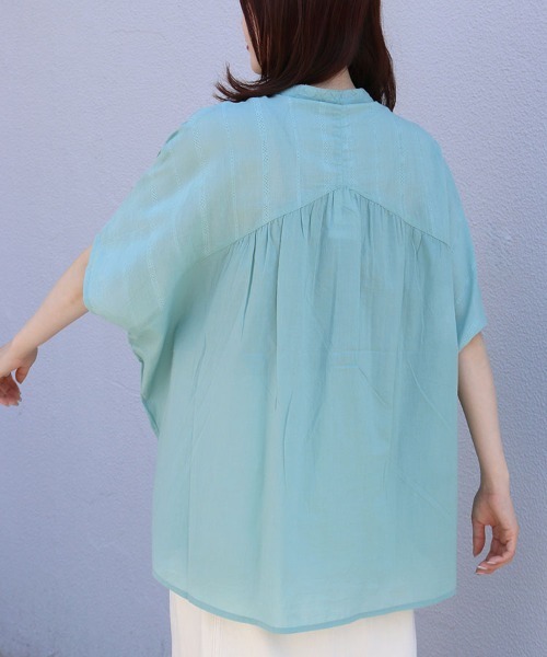 Bleu Bleuet(ブルーブルーエ)の「パッチワークドルマンブラウス(シャツ/ブラウス・レディース・ミント/ホワイト/ブラック・FREE)」の4枚目の写真