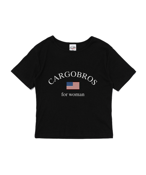 CARGOBROS FOR WOMAN(カーゴブロスフォーウィメン)の「USAロゴクラシックショート半袖Tシャツ(ブラック)(Tシャツ/カットソー・レディース・その他・FREE)」の1枚目の写真