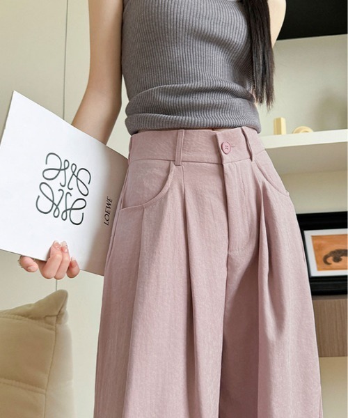 kirakiraShop(キラキラショップ)の「ヴィンテージ タック ワイドパンツ(その他パンツ・レディース・ピンク/ブルー/クリーム・M/L)」の3枚目の写真