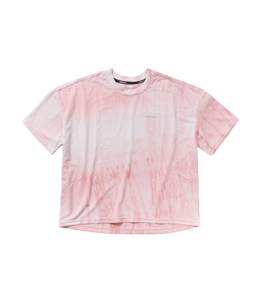 NEGATIVE SPLIT CLUB(ネガティブスピリットクラブ)の「(W) エアベントタイダイレイシングドットシンボルクロップTシャツ (ピンク)(Tシャツ/カットソー・レディース・その他・WS/WM)」の1枚目の写真