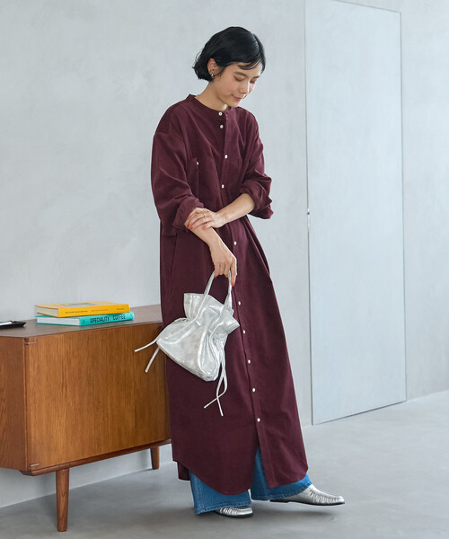 FREAK'S STORE(フリークスストア)の「RED KAP × FREAK'S STORE/レッドキャップ 別注 コーデュロイ シャツワンピース(シャツワンピース・レディース・ワインレッド/ナチュラル/チャコールグレー・SMALL/MEDIUM)」の3枚目の写真