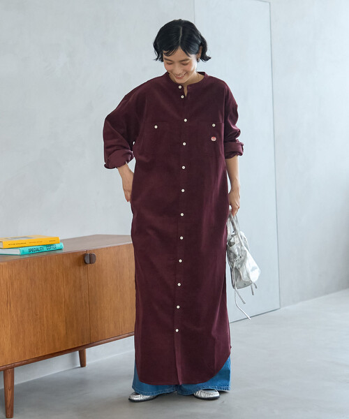 FREAK'S STORE(フリークスストア)の「RED KAP × FREAK'S STORE/レッドキャップ 別注 コーデュロイ シャツワンピース(シャツワンピース・レディース・ワインレッド/ナチュラル/チャコールグレー・SMALL/MEDIUM)」の4枚目の写真