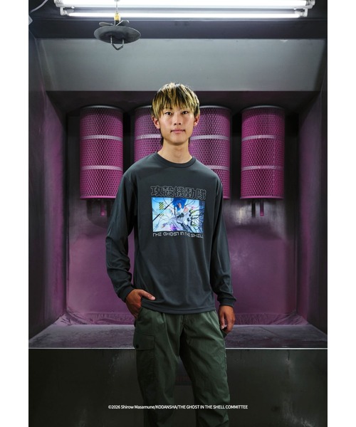 narifuri(ナリフリ)の「narifuri × 攻殻機動隊 THE GHOST IN THE SHELL ドライロングTシャツ(Tシャツ/カットソー・メンズ・チャコール/ブラック/ホワイト・SMALL/MEDIUM/LARGE/X-LARGE)」の1枚目の写真