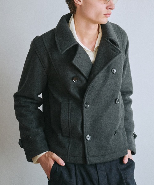 Adoon plain(アドーンプレーン)の「Assorted Short Peacoat / アソートショートPコート(ピーコート・メンズ・ブラック/チャコールグレー/ブラック系その他・LARGE/MEDIUM)」の3枚目の写真