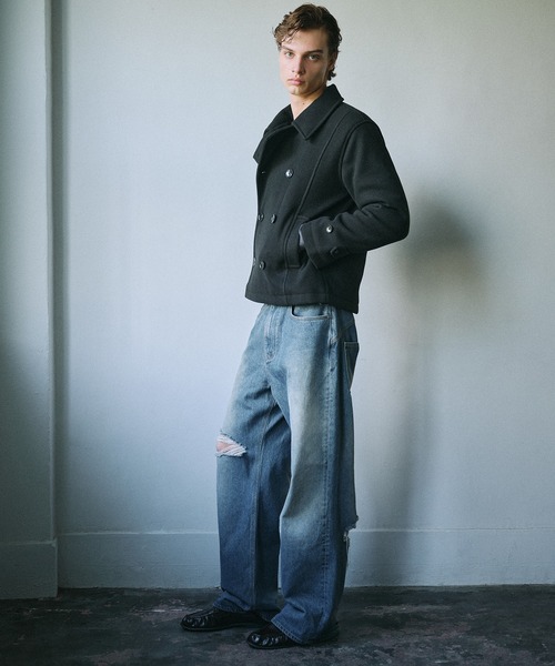 Adoon plain(アドーンプレーン)の「Assorted Short Peacoat / アソートショートPコート(ピーコート・メンズ・ブラック/チャコールグレー/ブラック系その他・LARGE/MEDIUM)」の9枚目の写真