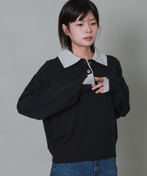 配色ダブルカラーポロニット