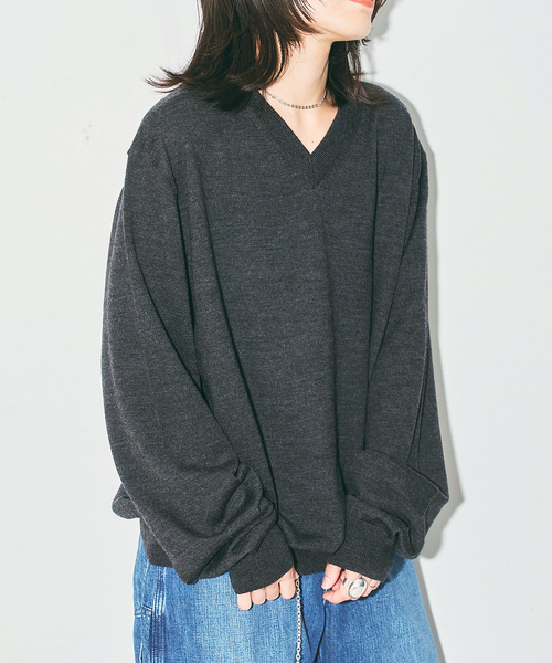 CITYSHOP(シティーショップ)の「V NECK SWEATER:ニット(ニット/セーター・レディース・ブラウン系その他/ライトグレー/ベージュ・FREE)」の4枚目の写真