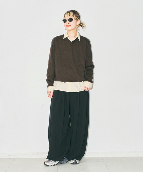 CITYSHOP(シティーショップ)の「V NECK SWEATER:ニット(ニット/セーター・レディース・ブラウン系その他/ライトグレー/ベージュ・FREE)」の6枚目の写真