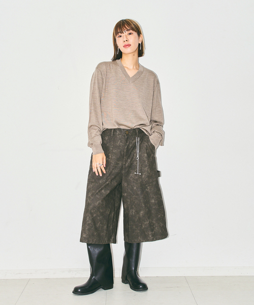 CITYSHOP(シティーショップ)の「V NECK SWEATER:ニット(ニット/セーター・レディース・ブラウン系その他/ライトグレー/ベージュ・FREE)」の8枚目の写真