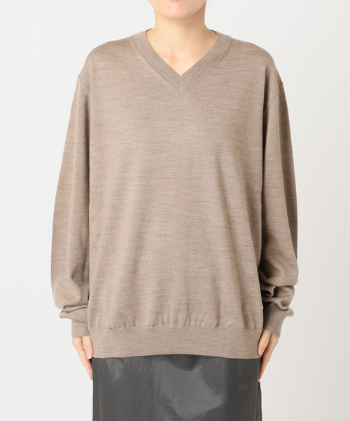 CITYSHOP(シティーショップ)の「V NECK SWEATER:ニット(ニット/セーター・レディース・ブラウン系その他/ライトグレー/ベージュ・FREE)」の19枚目の写真