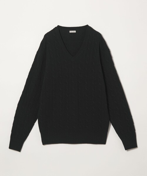 Steven Alan(スティーブンアラン)の「<Steven Alan> オーストラリアンラムズウール ケーブル Vネック ニット(ニット/セーター・メンズ・ダークブラウン/ブラック・XL/L/M/S)」の1枚目の写真