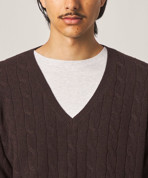 Steven Alan(スティーブンアラン)の「<Steven Alan> オーストラリアンラムズウール ケーブル Vネック ニット(ニット/セーター・メンズ・ダークブラウン/ブラック・XL/L/M/S)」の15枚目の写真