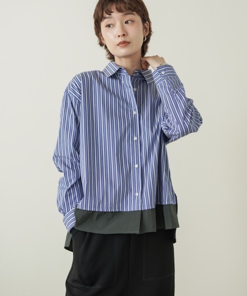Bou Jeloud(ブージュルード)の「裾切替ストライプシャツ(シャツ/ブラウス・レディース・キャメル/ブルー・38)」の19枚目の写真