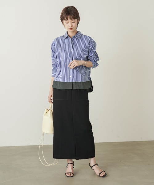 Bou Jeloud(ブージュルード)の「裾切替ストライプシャツ(シャツ/ブラウス・レディース・キャメル/ブルー・38)」の21枚目の写真