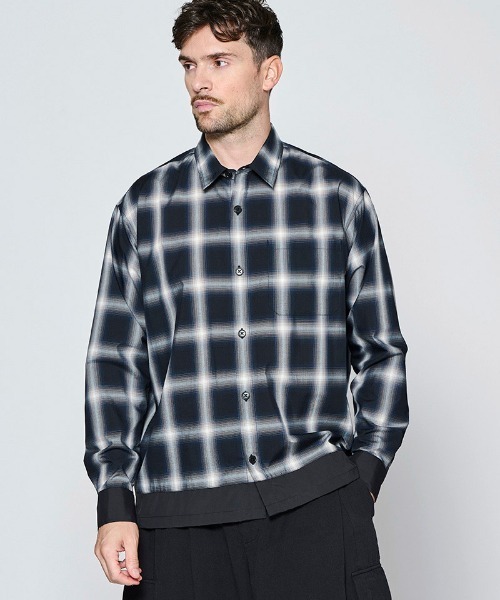 ACANTHUS(アカンサス)の「ms6651- Color Switching Check Shirt チェックシャツ(SH2701)(シャツ/ブラウス・メンズ・ブラック系その他/ブルー系その他・XL/L/M/S)」の2枚目の写真