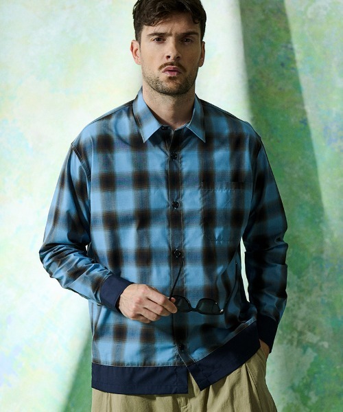 ACANTHUS(アカンサス)の「ms6651- Color Switching Check Shirt チェックシャツ(SH2701)(シャツ/ブラウス・メンズ・ブラック系その他/ブルー系その他・XL/L/M/S)」の1枚目の写真