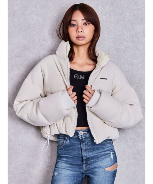 GYDA（ジェイダ）の「GYDAプレートラメコーデュロイダウンコート（ダウンジャケット/コート・レディース・オフホワイト/ブラック・FREE）」の17枚目の写真