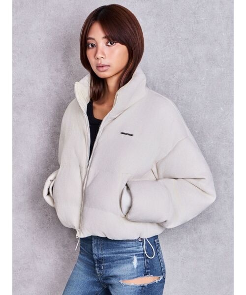 GYDA（ジェイダ）の「GYDAプレートラメコーデュロイダウンコート（ダウンジャケット/コート・レディース・オフホワイト/ブラック・FREE）」の18枚目の写真