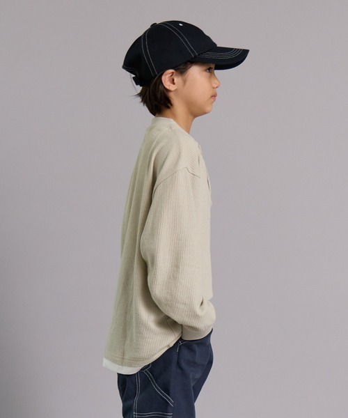 PAIRMANON STREET（ペアマノンストリート）の「【90-160cm】ワッフル ヘンリーネック 長袖Tシャツ【PAIRMANON STREET】（Tシャツ/カットソー・キッズ・オレンジ/ブルー/ベージュ系その他/ブラック・120/130/140/150/160/90/100/110）」の9枚目の写真
