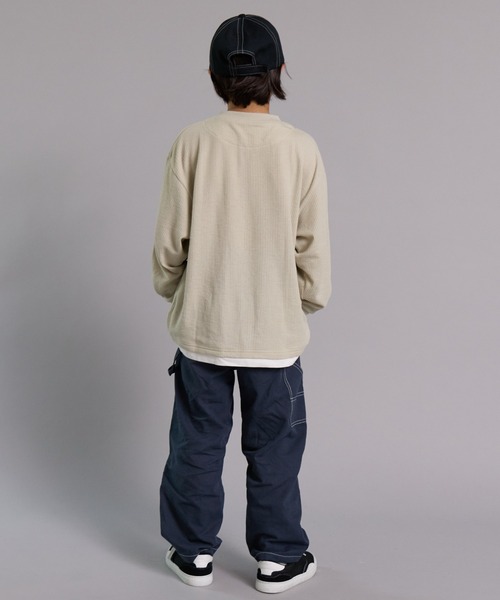 PAIRMANON STREET（ペアマノンストリート）の「【90-160cm】ワッフル ヘンリーネック 長袖Tシャツ【PAIRMANON STREET】（Tシャツ/カットソー・キッズ・オレンジ/ブルー/ベージュ系その他/ブラック・120/130/140/150/160/90/100/110）」の10枚目の写真