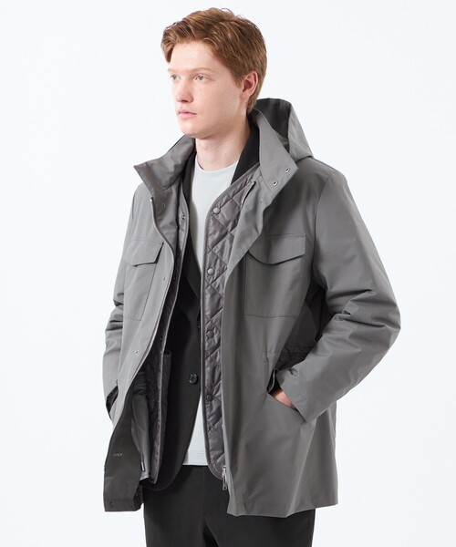 MACKINTOSH PHILOSOPHY(マッキントッシュ フィロソフィー)の「【WEB&一部店舗限定】BELFAST(ベルファスト) ミリタリーパーカ PERTEX SHIELD 3L(パーテックスシールド スリーレイヤー)(ブルゾン・メンズ・チャコールグレー/ダークネイビー・40/38)」の1枚目の写真