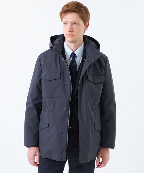 MACKINTOSH PHILOSOPHY(マッキントッシュ フィロソフィー)の「【WEB&一部店舗限定】BELFAST(ベルファスト) ミリタリーパーカ PERTEX SHIELD 3L(パーテックスシールド スリーレイヤー)(ブルゾン・メンズ・チャコールグレー/ダークネイビー・40/38)」の2枚目の写真