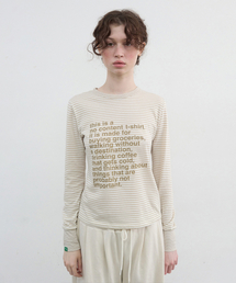 406.コーヒーストライプTシャツ_ベージュ