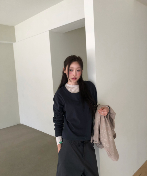 NOCONTENT(ノーコンテント)の「406.コーヒーストライプTシャツ_ベージュ(Tシャツ/カットソー・レディース・その他・FREE)」の3枚目の写真