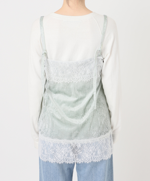 IENA(イエナ)の「《一部店舗限定》シアーベロアレースツキキャミ(シャツ/ブラウス・レディース・グレー/ライトグリーン・FREE)」の5枚目の写真