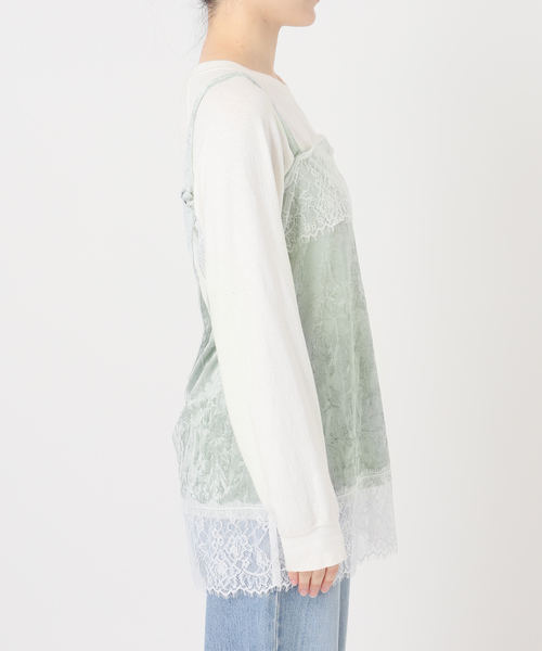 IENA(イエナ)の「《一部店舗限定》シアーベロアレースツキキャミ(シャツ/ブラウス・レディース・グレー/ライトグリーン・FREE)」の6枚目の写真